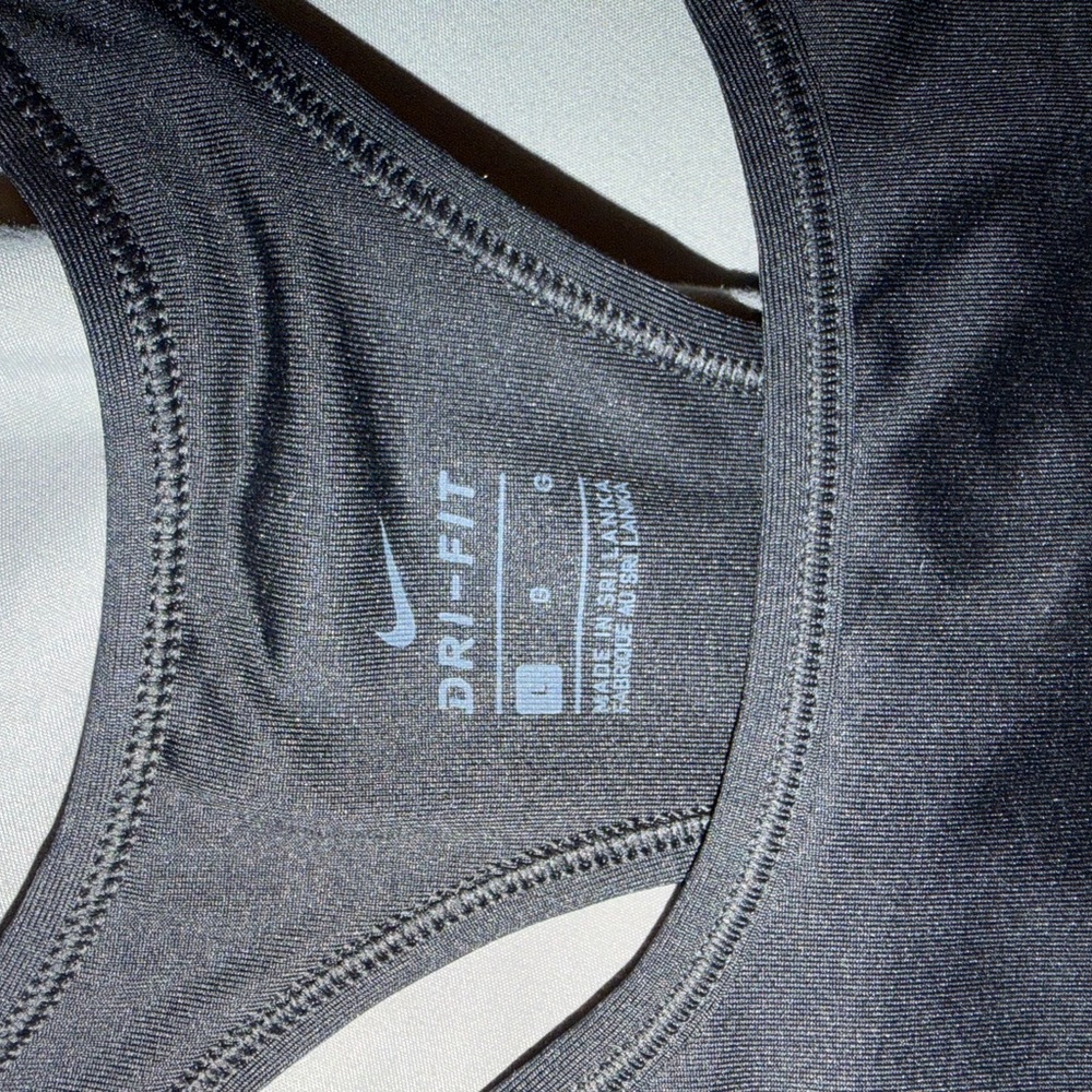 Nike Black Sports Bra with White Swoosh - Dri-FIT Racerback - Picture 2 of 2
